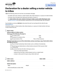 Form REV36 0002E Declaration for a Dealer Selling a Motor Vehicle to Tribes - Washington