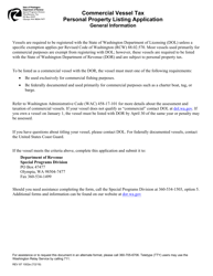 Form REV87 1002E Commercial Vessel Tax Personal Property Listing Application - Washington