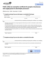 Document preview: Form REV41 0089 Public Utility Tax Exemption Certificate for People or Businesses Who Supply Power to Electrolytic Processors - Washington