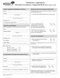 Form REV81 1029 Manufacturer&#039;s Application for Sales and Use Tax Deferral - Washington, Page 2