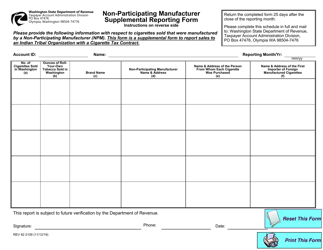 Form REV82 2109 &quot;Non-participating Manufacturer Supplemental Reporting Form&quot; - Washington, Page 2