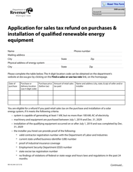 Document preview: Form REV40 2444 Application for Sales Tax Refund on Purchases & Installation of Qualified Renewable Energy Equipment - Washington