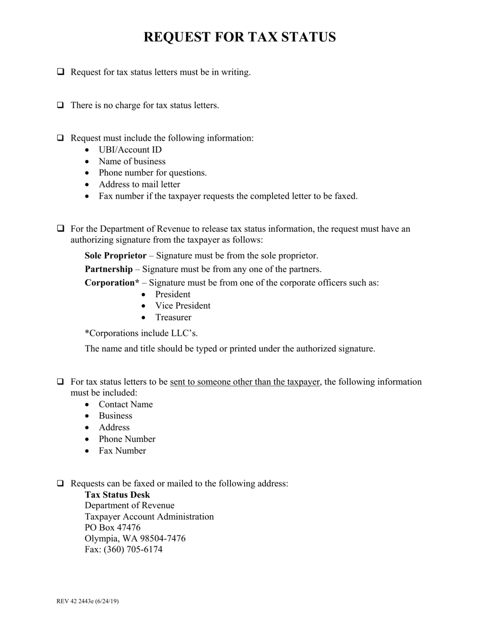 Form REV42 2443E Request for Tax Status - Washington, Page 2
