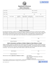 Form REV41 0106 Seller&#039;s Declaration for Buyer&#039;s Refund of Retail Sales Tax - Washington