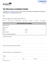 Document preview: Form REV27 0009 Tax Discovery Complaint Intake - Washington