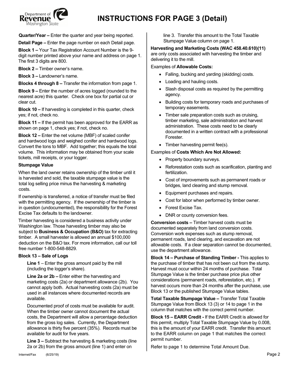Small Harvester Forest Excise Tax Return - Washington, Page 2