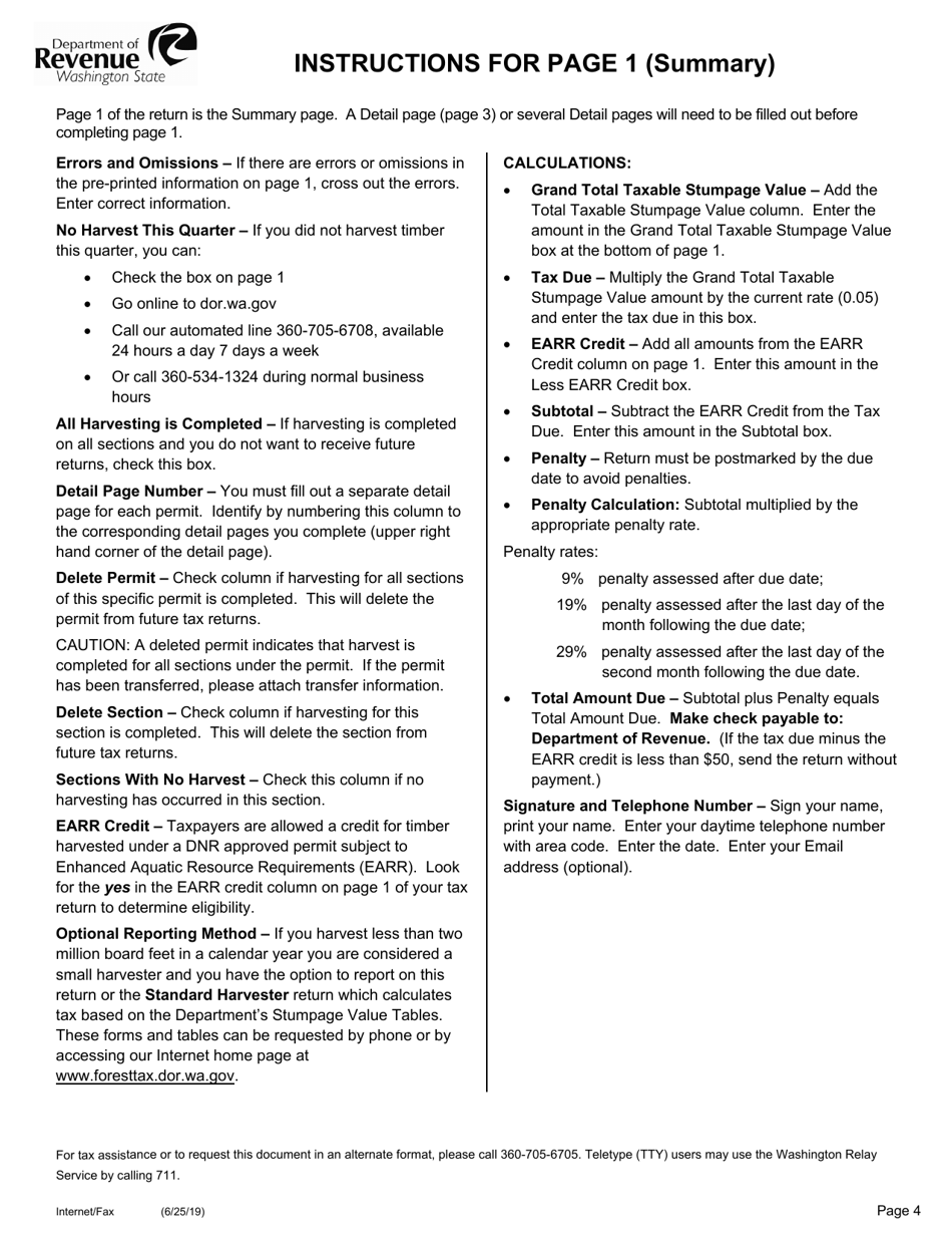 Small Harvester Forest Excise Tax Return - Washington, Page 4