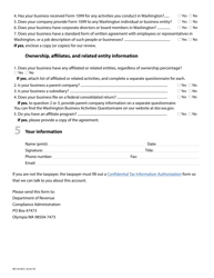 Form REV40 0033 Washington Business Activities Questionnaire - Washington, Page 4