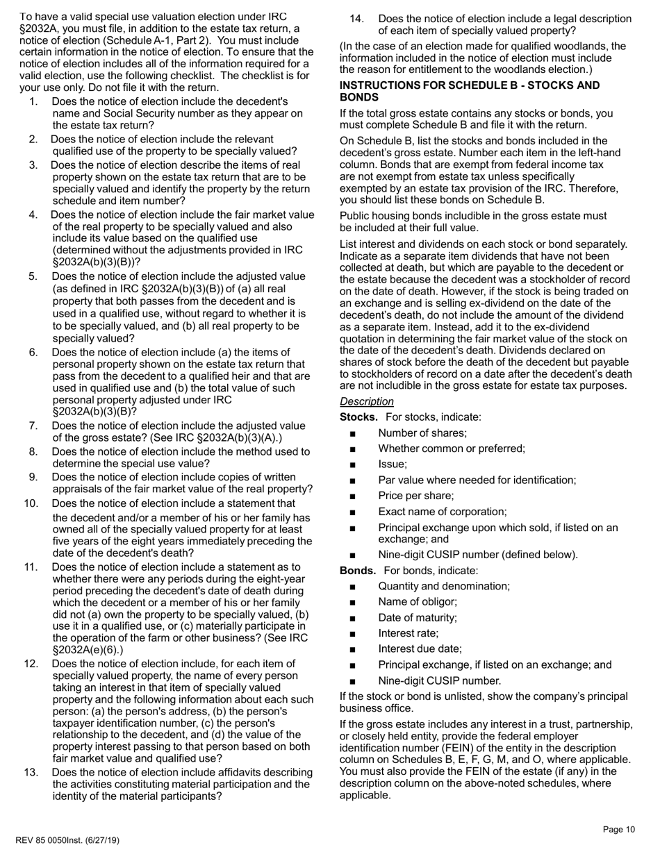 Instructions for Form REV85 0050 Estate and Transfer Tax Return - Washington, Page 10