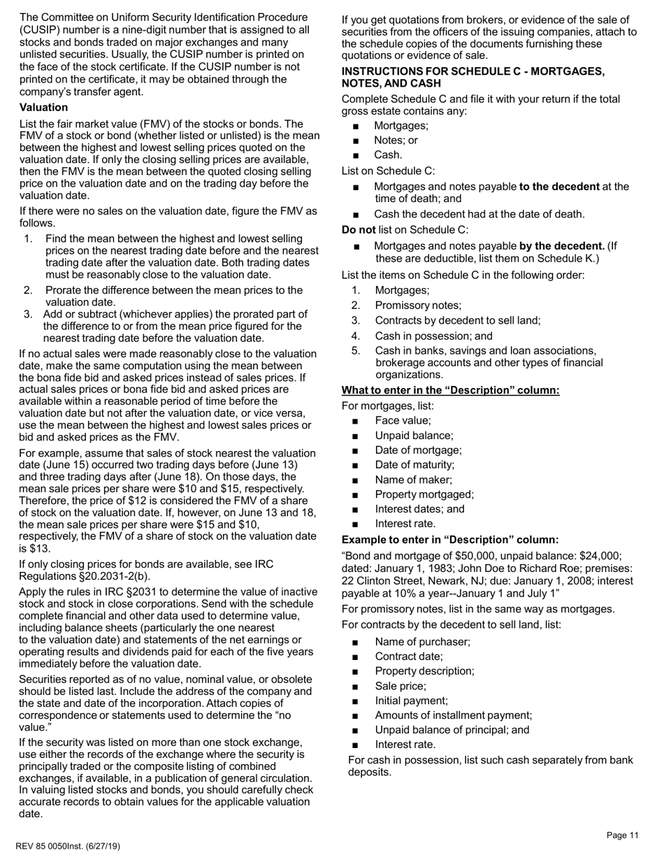 Instructions for Form REV85 0050 Estate and Transfer Tax Return - Washington, Page 11