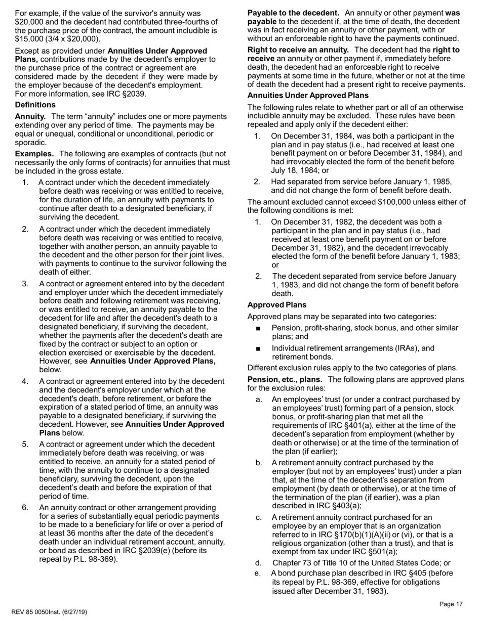 Instructions for Form REV85 0050 Estate and Transfer Tax Return - Washington, Page 17