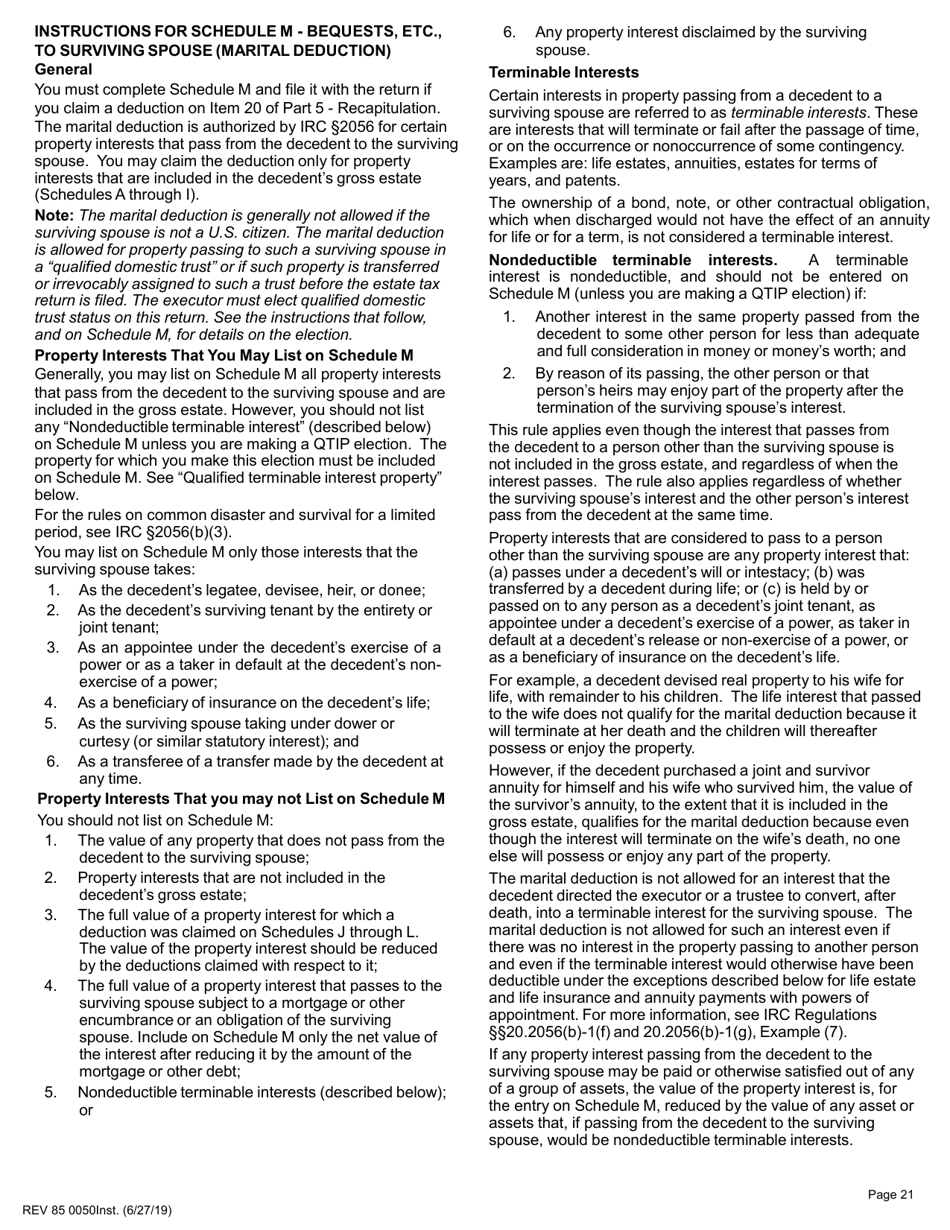 Instructions for Form REV85 0050 Estate and Transfer Tax Return - Washington, Page 21