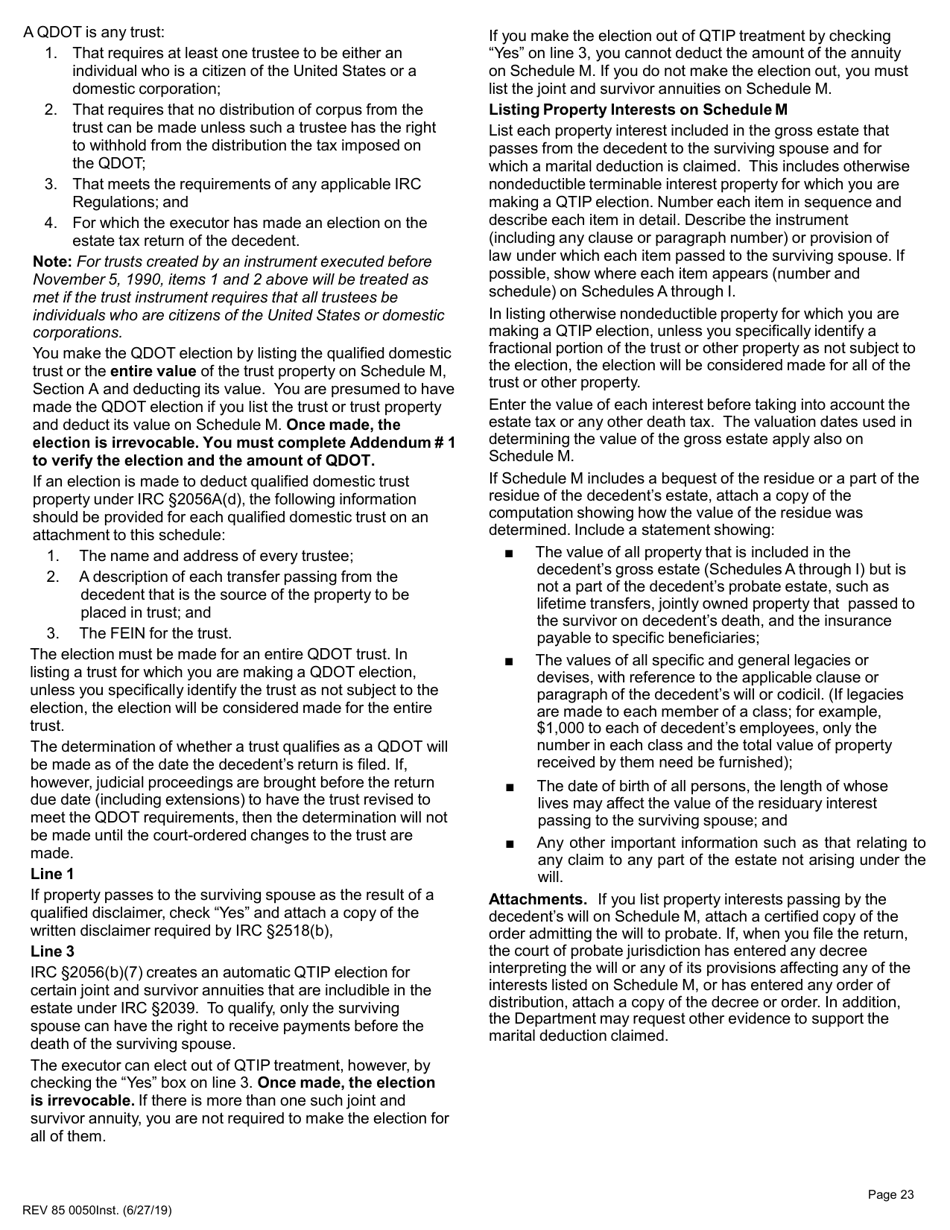 Instructions for Form REV85 0050 Estate and Transfer Tax Return - Washington, Page 23
