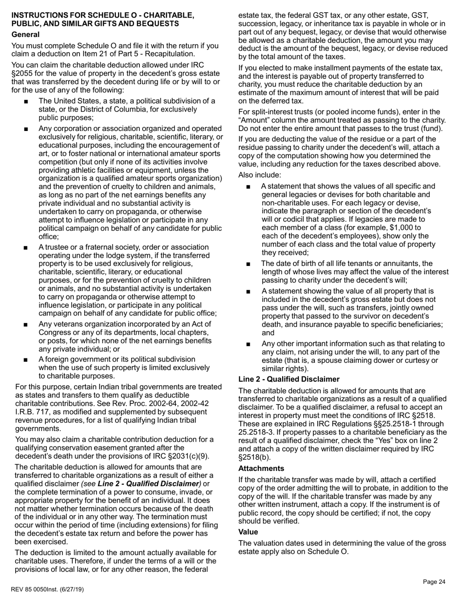 Instructions for Form REV85 0050 Estate and Transfer Tax Return - Washington, Page 24
