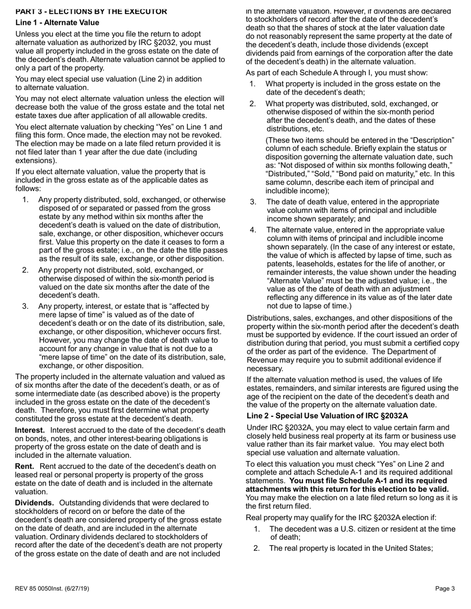 Instructions for Form REV85 0050 Estate and Transfer Tax Return - Washington, Page 3