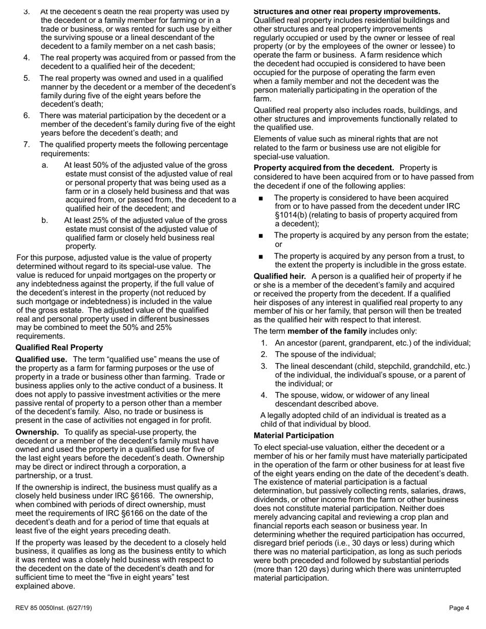 Instructions for Form REV85 0050 Estate and Transfer Tax Return - Washington, Page 4