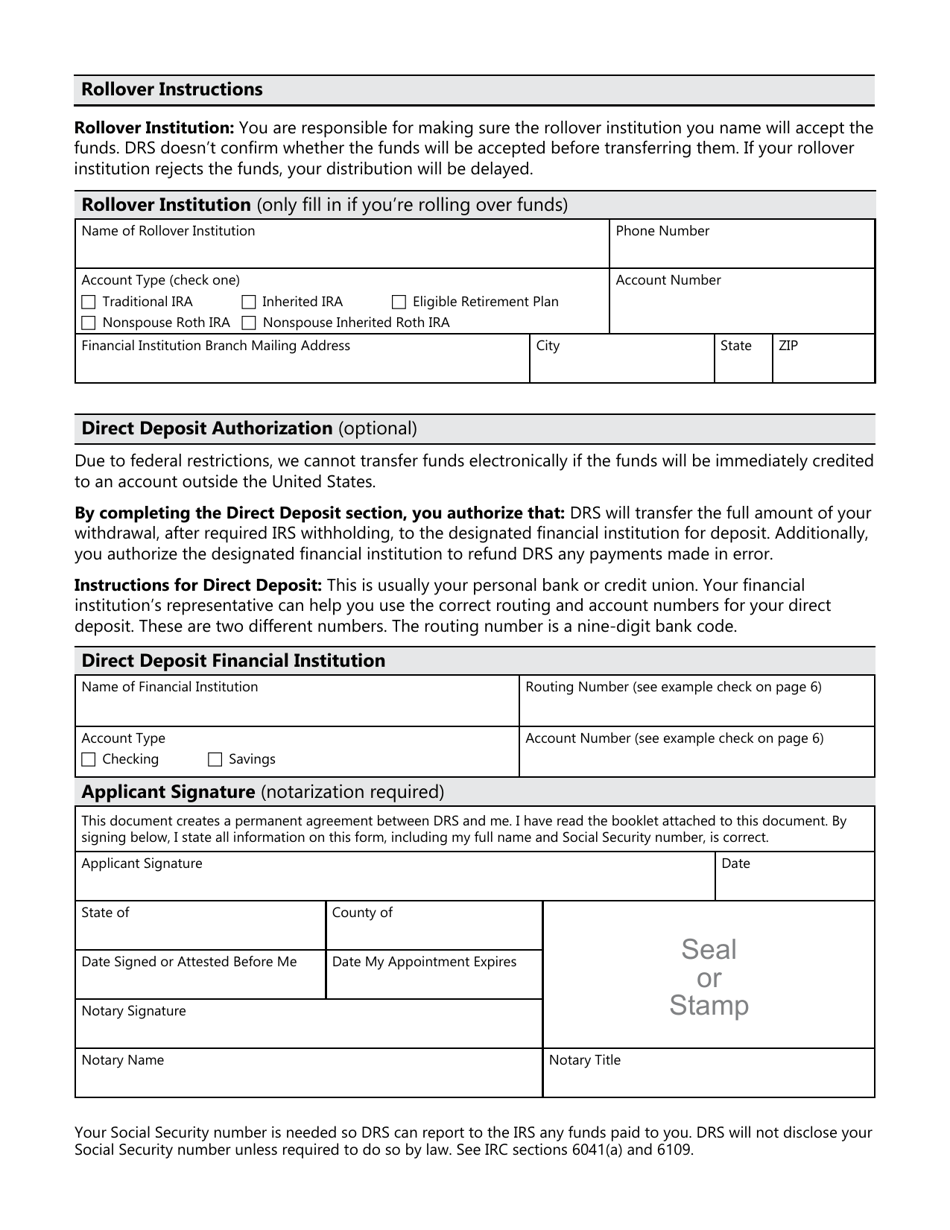 Form DRS MS287 Request for Refund of Retirement Contributions - Washington, Page 8