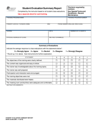 DSHS Form 02-690 Student Evaluation Summary Report - Washington