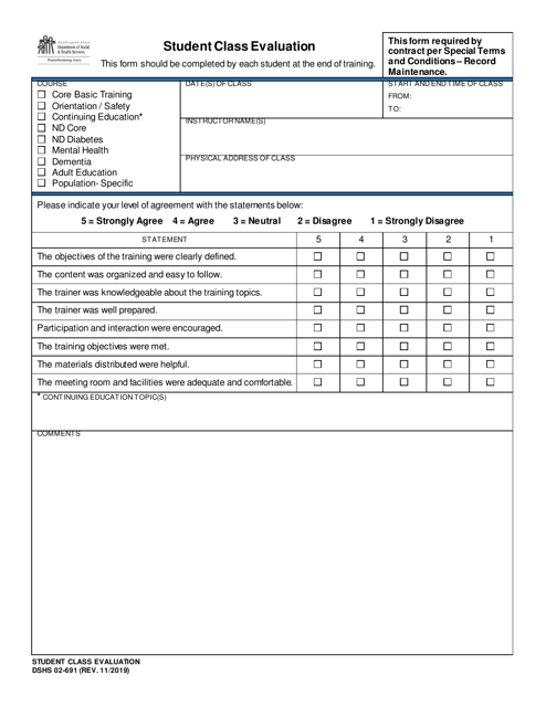 DSHS Form 02-691  Printable Pdf