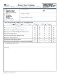 DSHS Form 02-691 Student Class Evaluation - Washington