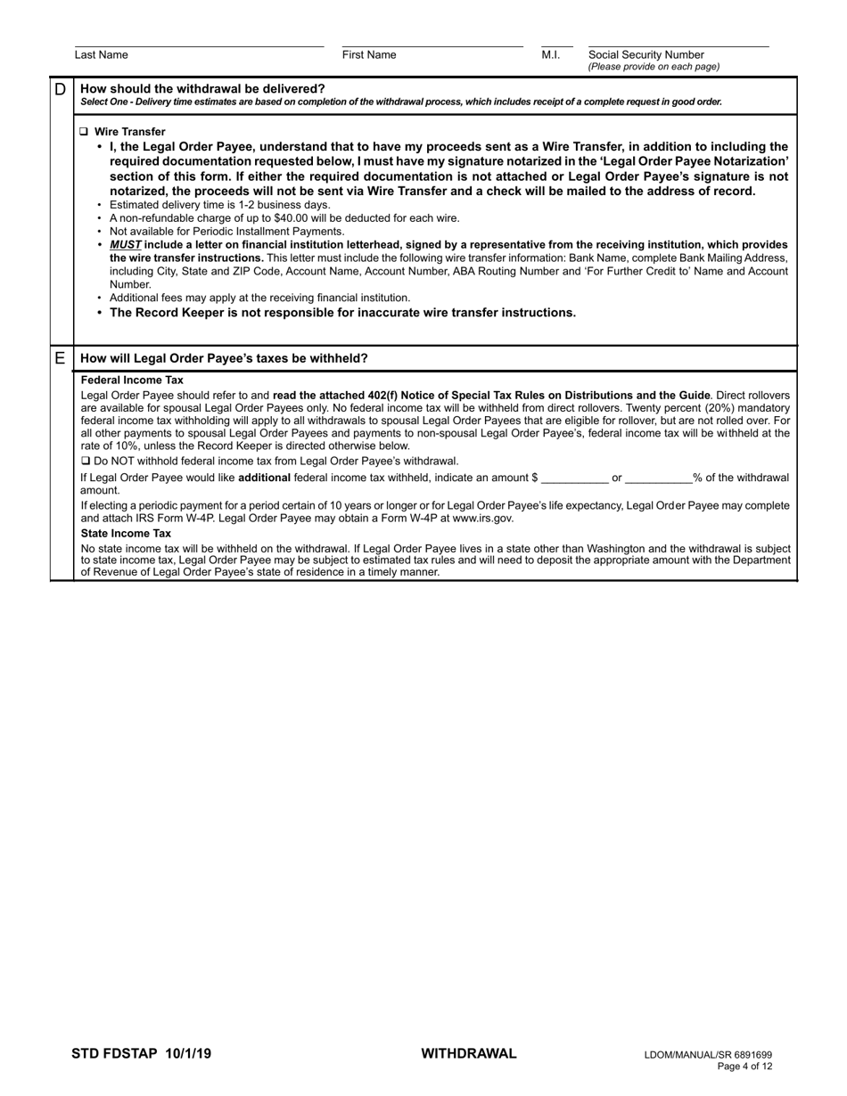 Plan 3 Legal Order Payee Withdrawal - Washington, Page 4