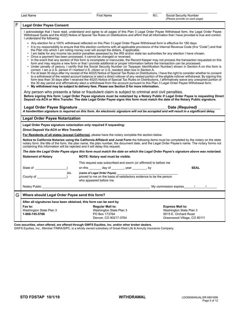 Plan 3 Legal Order Payee Withdrawal - Washington, Page 5