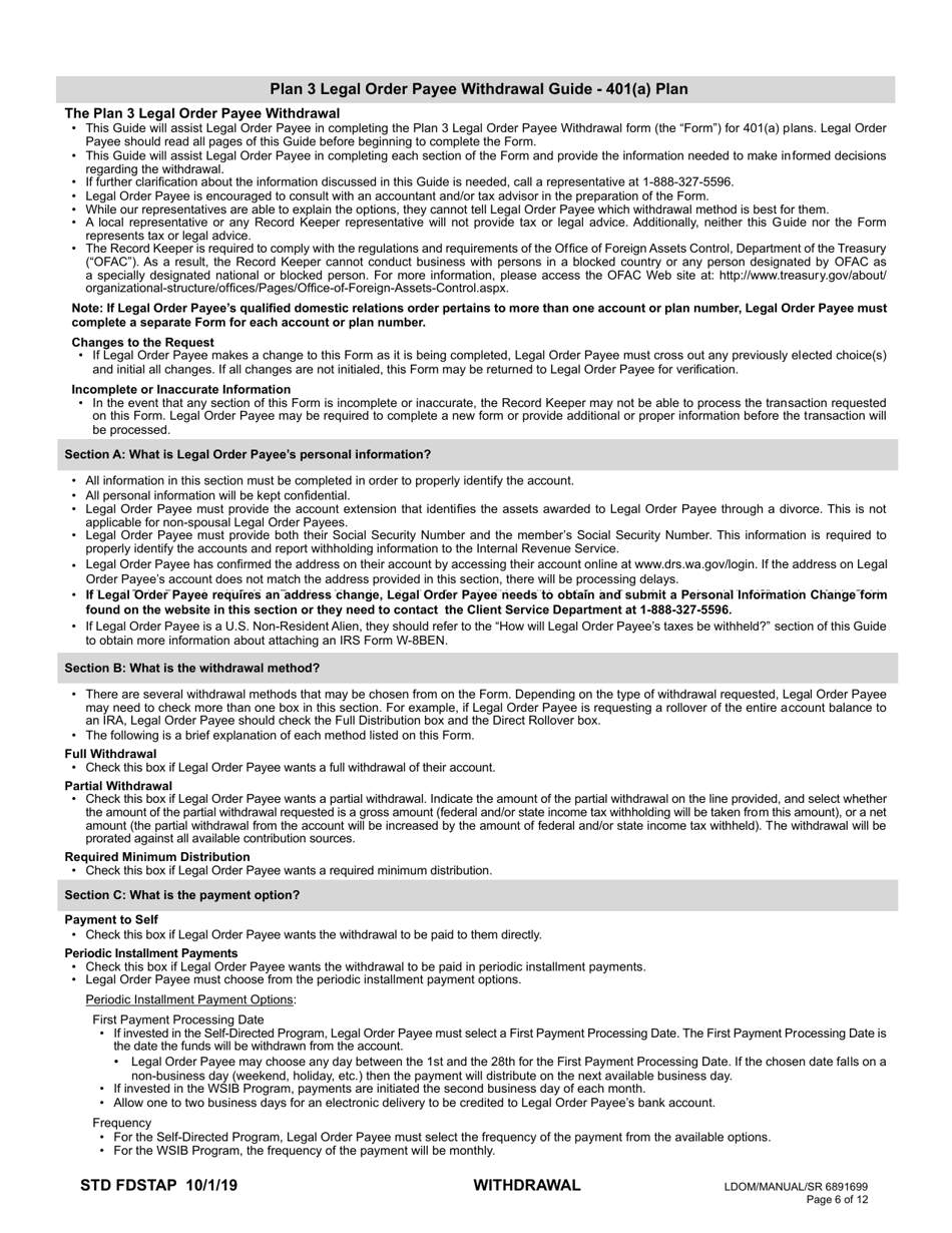 Plan 3 Legal Order Payee Withdrawal - Washington, Page 6