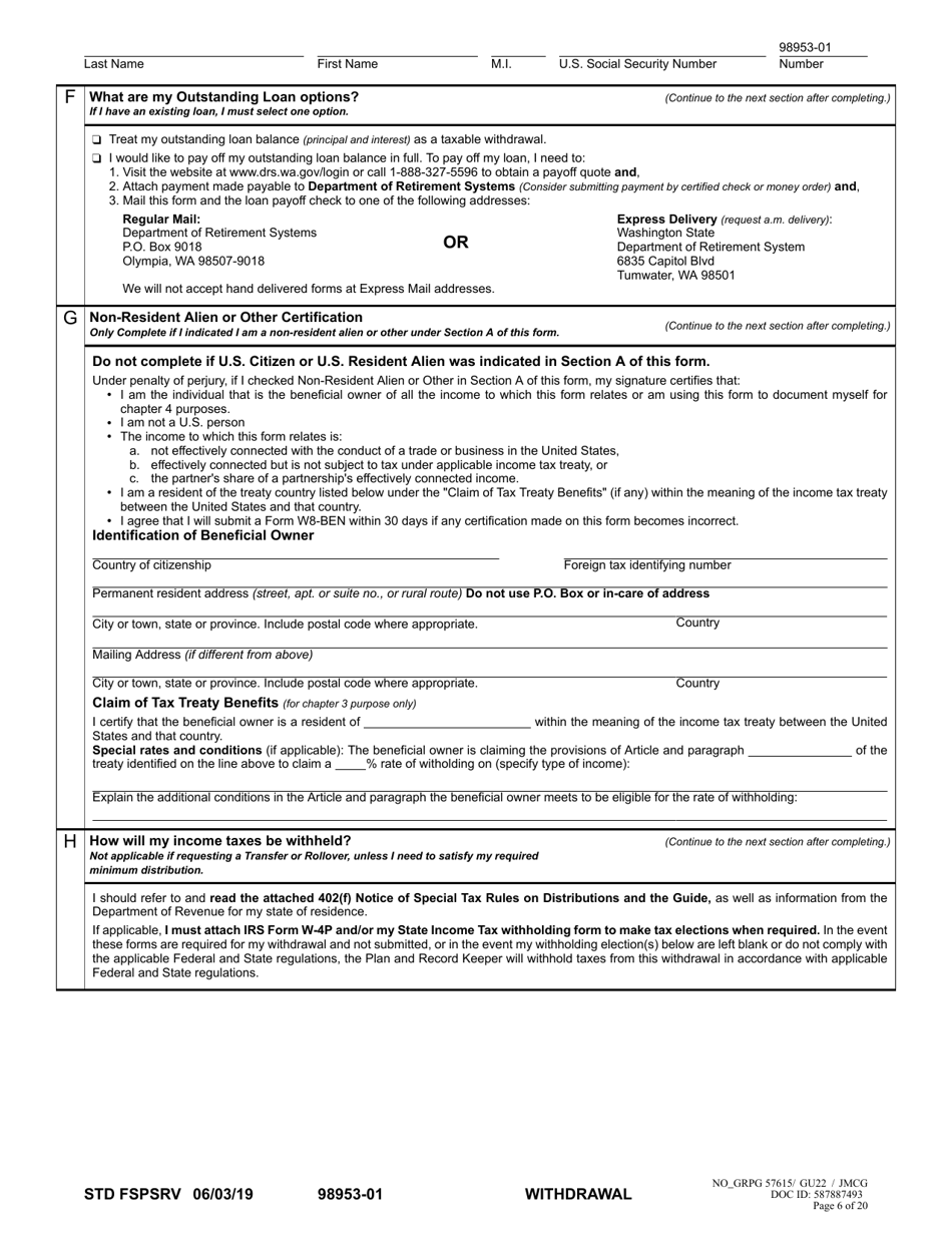 Washington Separation From Employment Withdrawal Request - Fill Out 