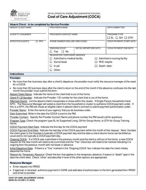 DSHS Form 06-124  Printable Pdf