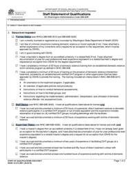 DSHS Form 10-210 Staff Statement of Qualifications - Washington