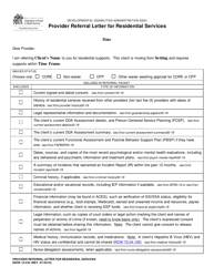 DSHS Form 10-232 Provider Referral Letter for Residential Services - Washington