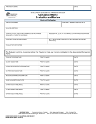 DSHS Form 09-995 Companion Home Evaluation and Review - Washington