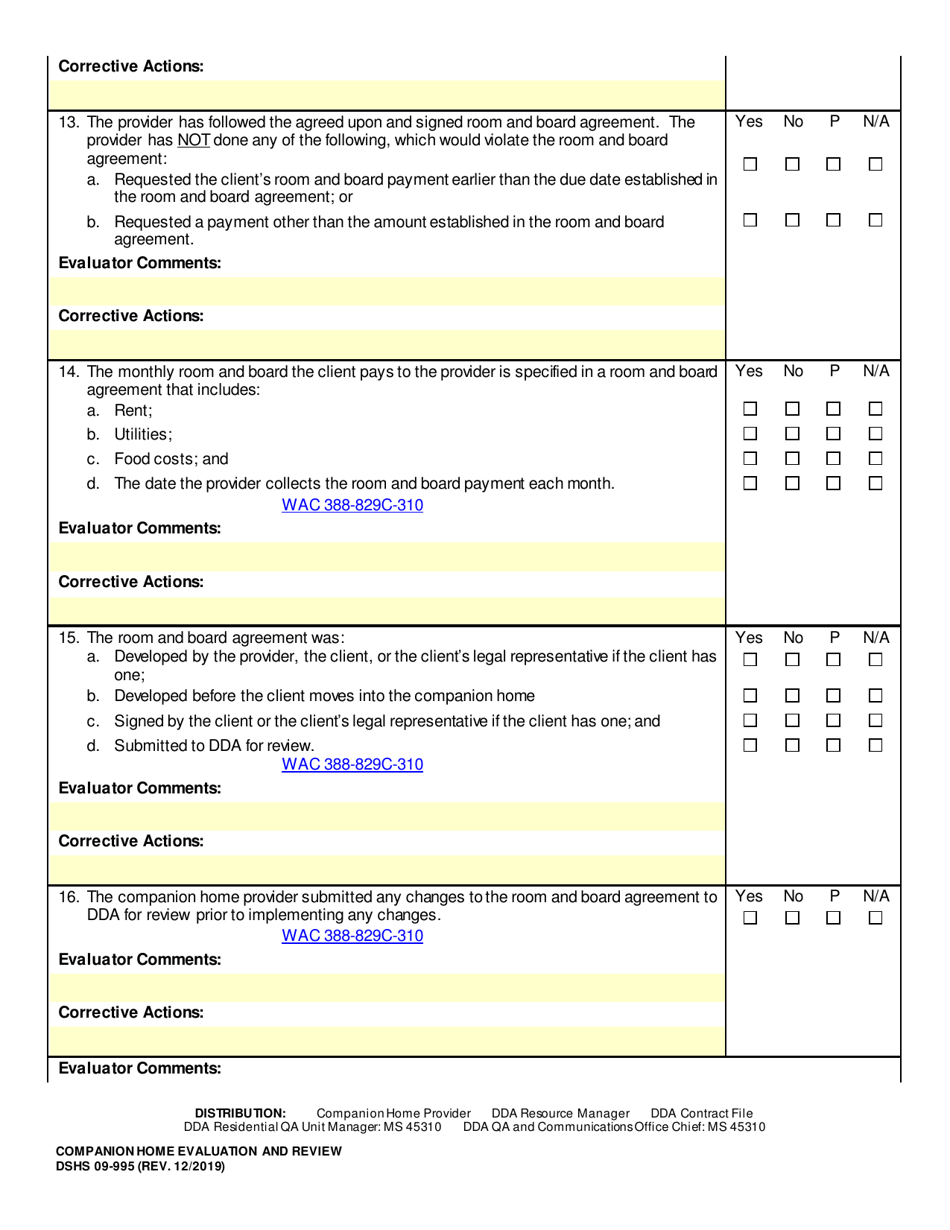 DSHS Form 09-995 Companion Home Evaluation and Review - Washington, Page 20