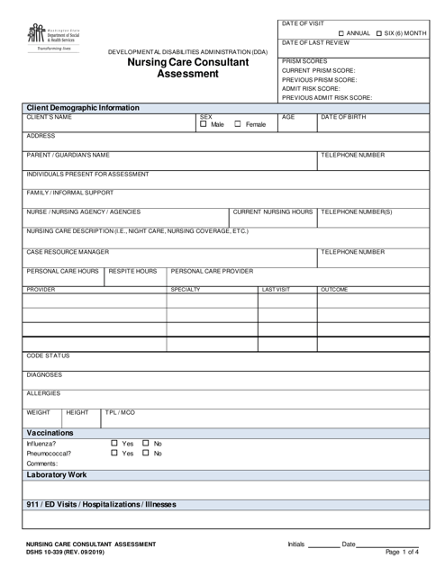 DSHS Form 10-339  Printable Pdf