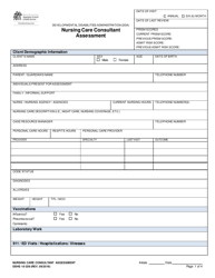 DSHS Form 10-339 Nursing Care Consultant Assessment - Washington