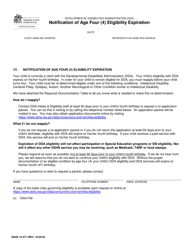 DSHS Form 10-377 Notification of Age Four (4) Eligibility Expiration - Washington