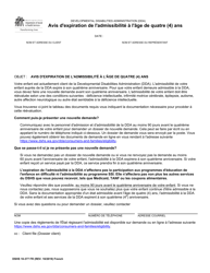 DSHS Form 10-377 Notification of Age Four (4) Eligibility Expiration - Washington (French)