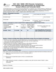 DSHS Form 10-468 Hcs/Aaa/Odhh/Dda Character, Competence and Suitability (Css) Determination for Unsupervised Access to Minors and Vulnerable Adults - Washington