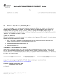 DSHS Form 10-582 Notification of Age Nineteen (19) Eligibility Review - Washington