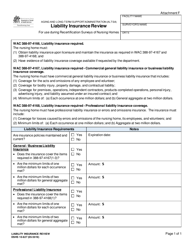 Document preview: DSHS Form 10-627 Attachment F Liability Insurance Review - Washington