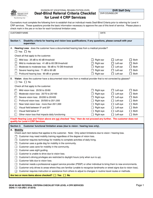 DSHS Form 11-134  Printable Pdf