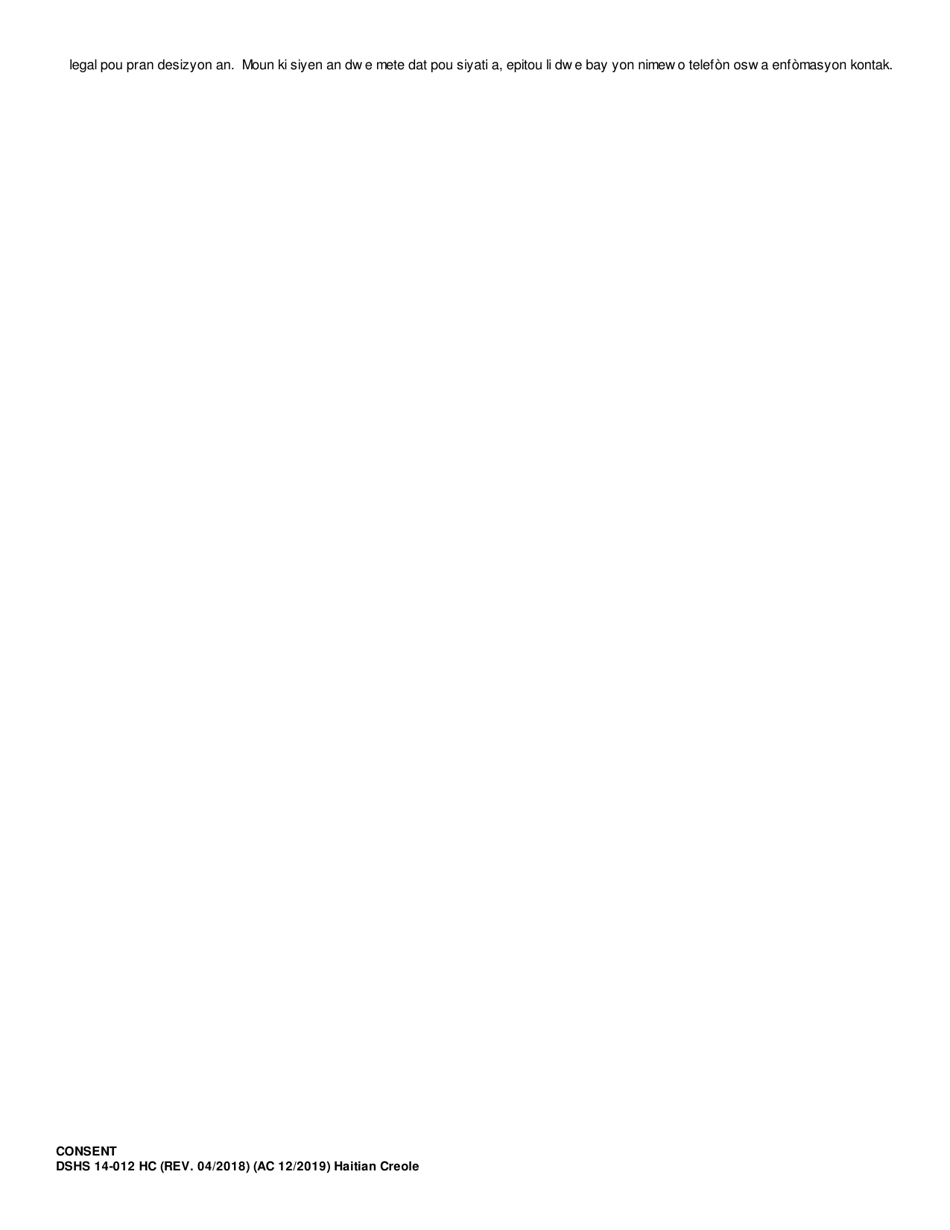 DSHS Form 14-012 Consent - Washington (Haitian Creole), Page 4