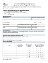 DSHS Form 14-542 Application for New Program Certification (Domestic Violence Intervention Treatment) - Washington