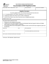 Document preview: DSHS Form 15-435 Documentation of Esit Eligibility for Dda - Washington