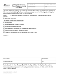 Document preview: DSHS Form 15-560 Room Requirements Checklist - Washington