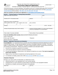 DSHS Form 15-552 Curriculum Approval Application - Washington
