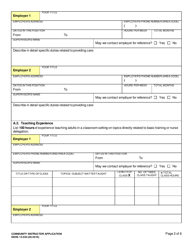 DSHS Form 15-550 Community Instructor Application - Washington, Page 2