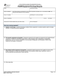 DSHS Form 17-278 Pasrr Equipment Purchase Request - Washington