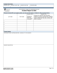 Document preview: DSHS Form 20-330 Incident Report to Dda - Washington