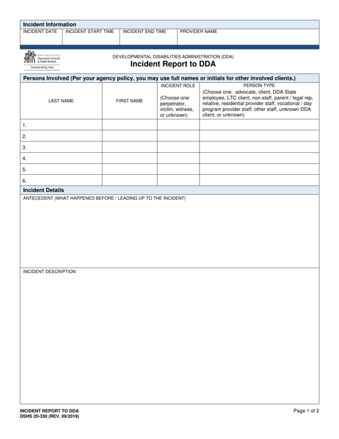 DSHS Form 20-330  Printable Pdf